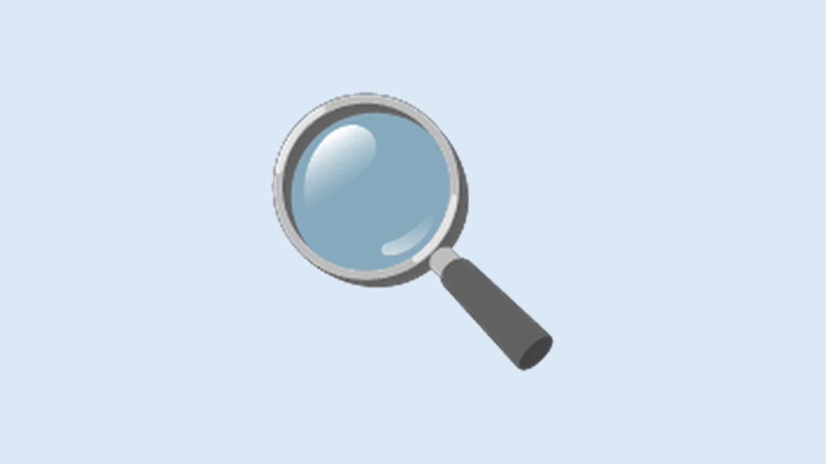 Search emoji - magnifying glass on a light blue background