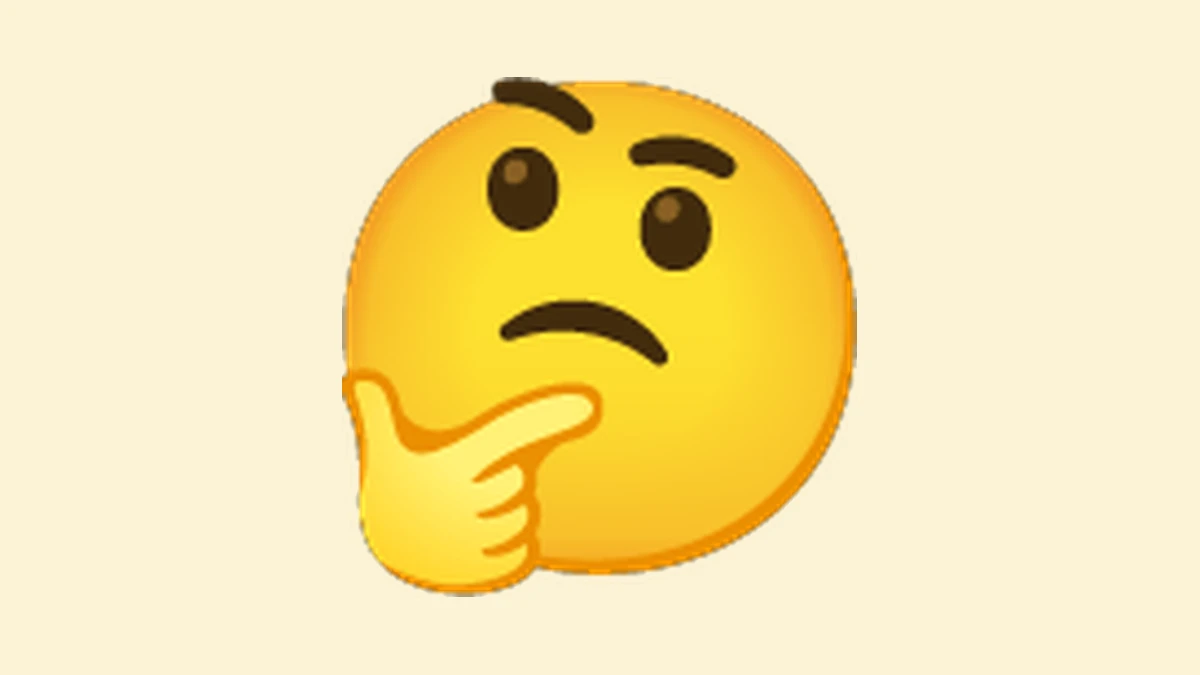 Wondering emoji - thinking face on a pale yellow background