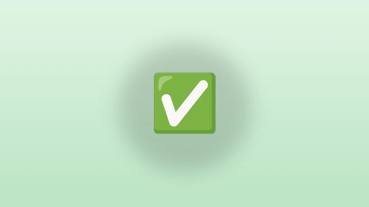 Check mark emoji - green check mark button on a soft green background