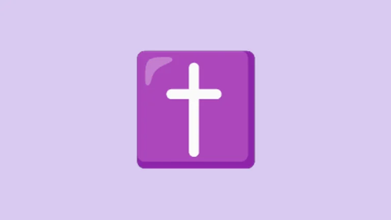 Cross emoji - white latin cross on a purple background