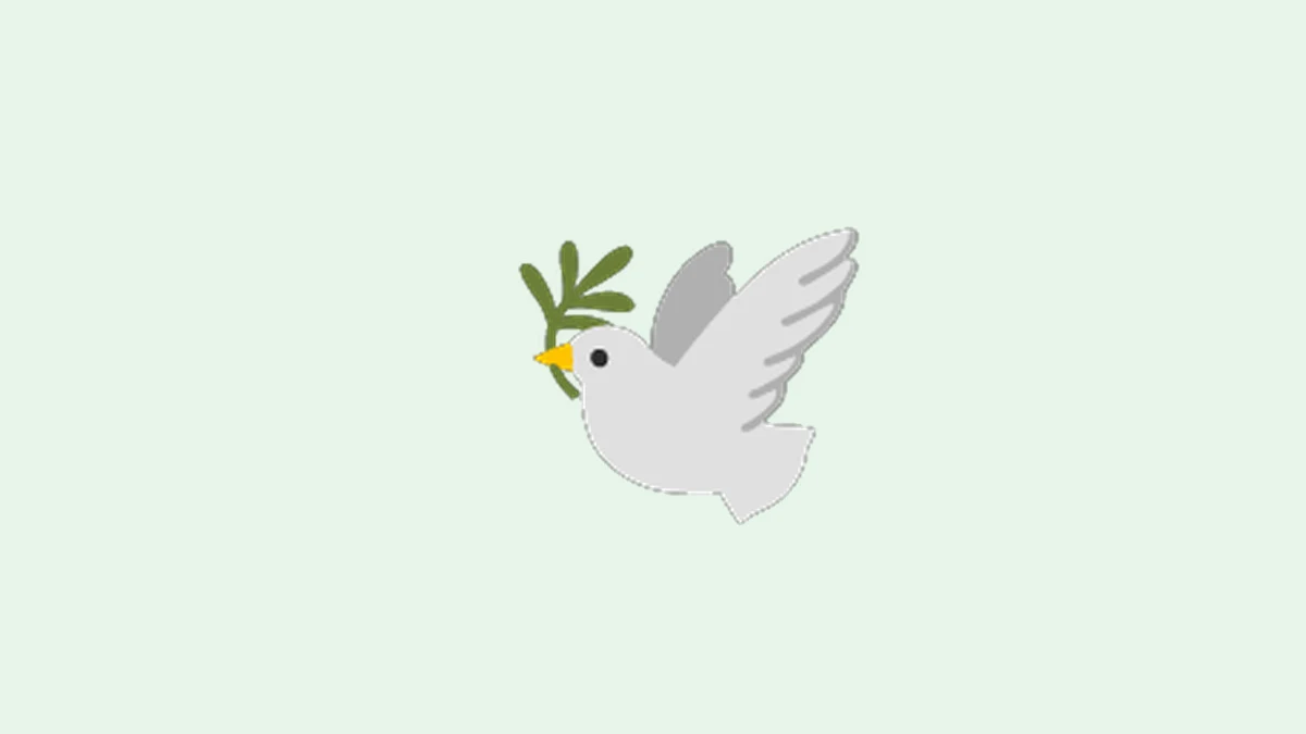 Dove emoji - white dove holding a branch