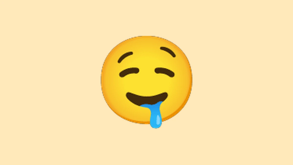 Drooling emoji - happy face with a drop of drool sliding from its mouth