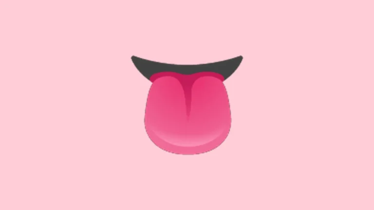 Freaky emoji - tongue emoji on a soft pink background