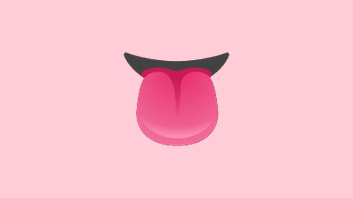 Freaky emoji - tongue emoji on a soft pink background