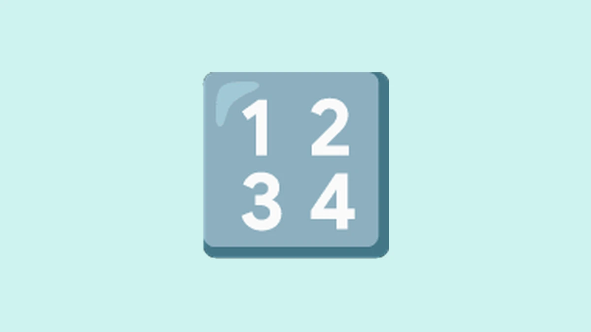 Numbers emoji - little blue keypad showing 1 2 3 4