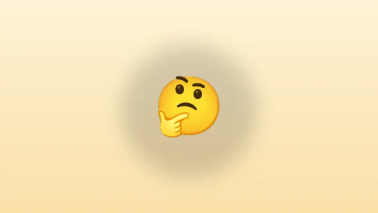 Thinking emoji - thinking face with hand on chin on a soft yellow background