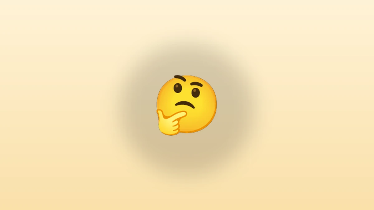 Thinking emoji - thinking face with hand on chin on a soft yellow background